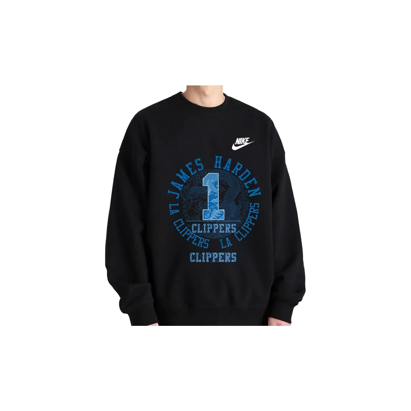 Custom Nike Sweatshirt James Harden Clippers Black Blue Design