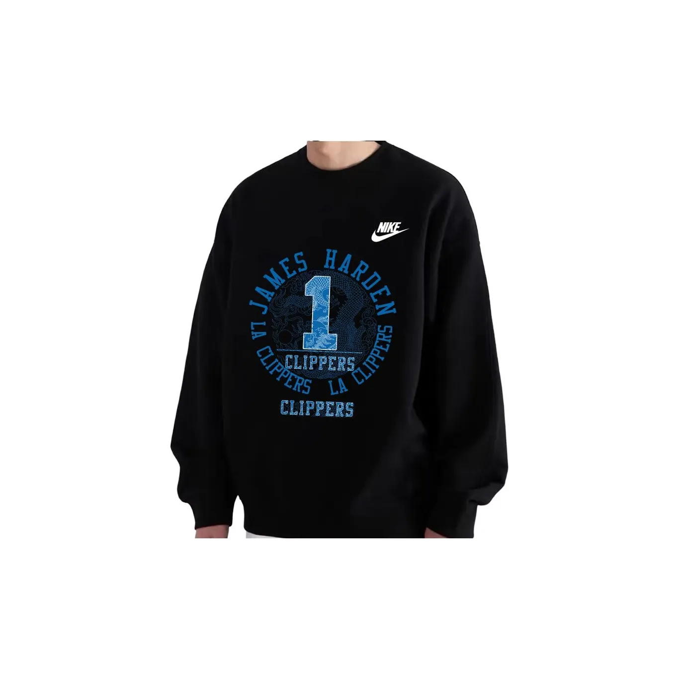 Custom Nike Sweatshirt James Harden Clippers Black Blue Design