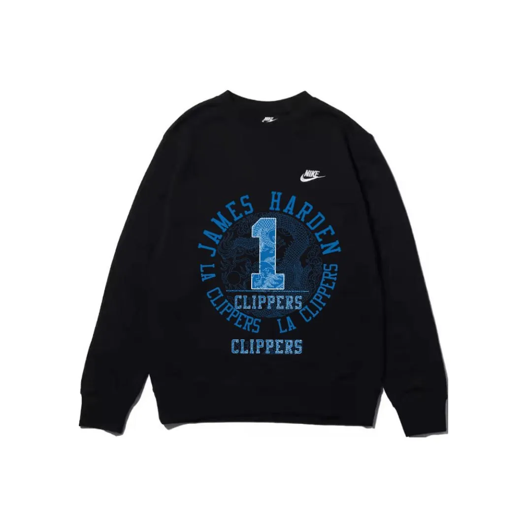 Custom Nike Sweatshirt James Harden Clippers Black Blue Design