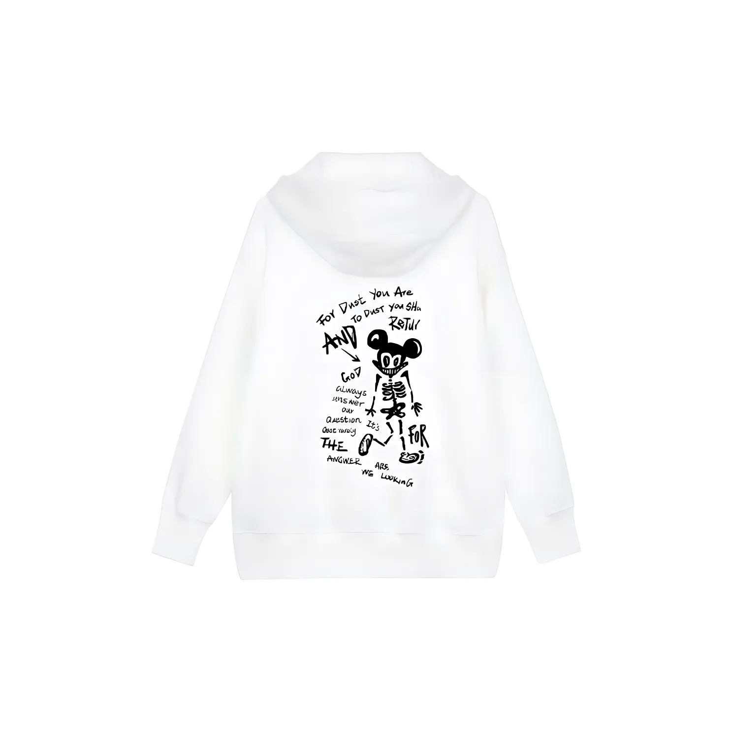 Custom Nike Sweatshirt White With Black Sketchy Patterns And Mickey - like Skeleton Design