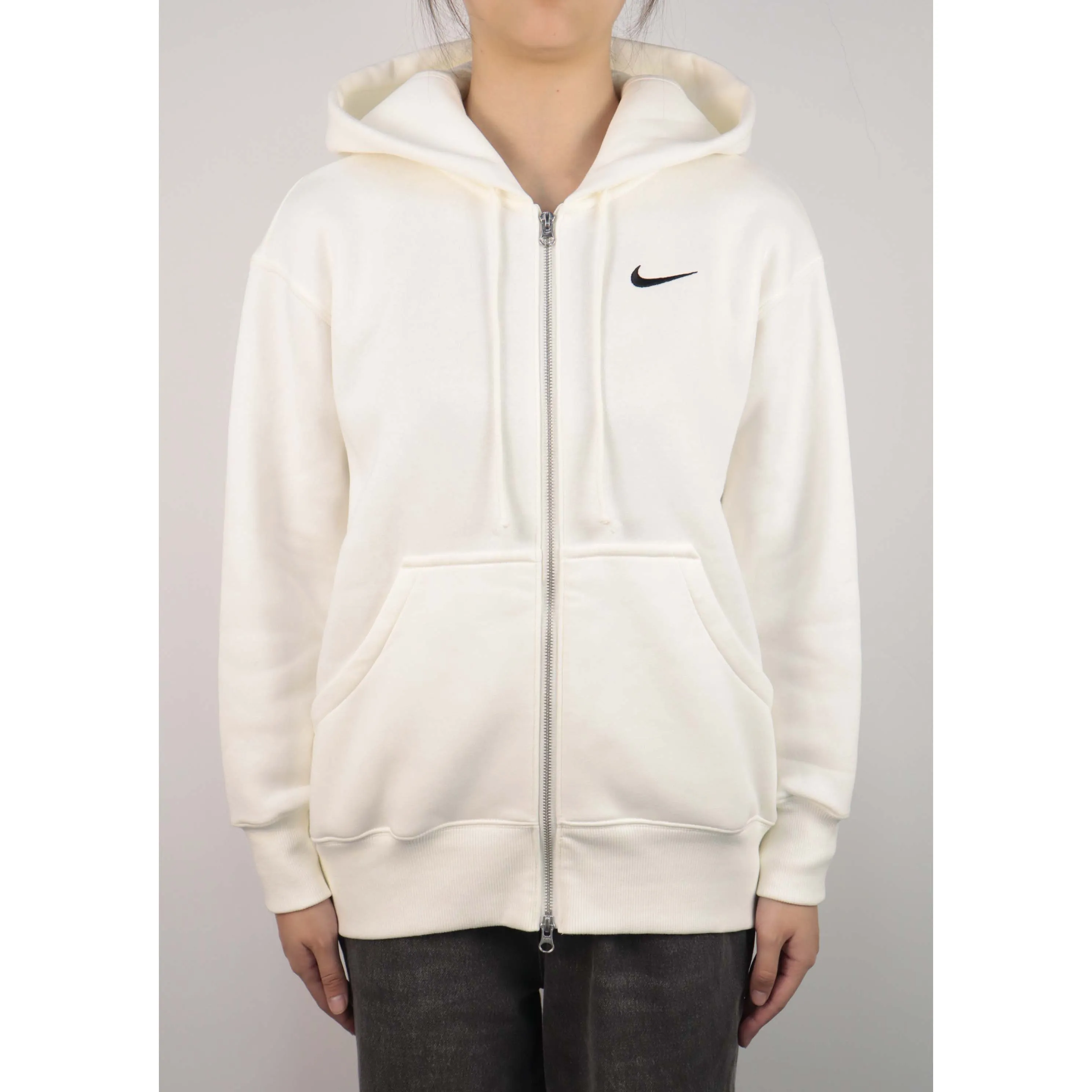 Custom Nike Sweatshirt White With Nike Swoosh And Brown Patch