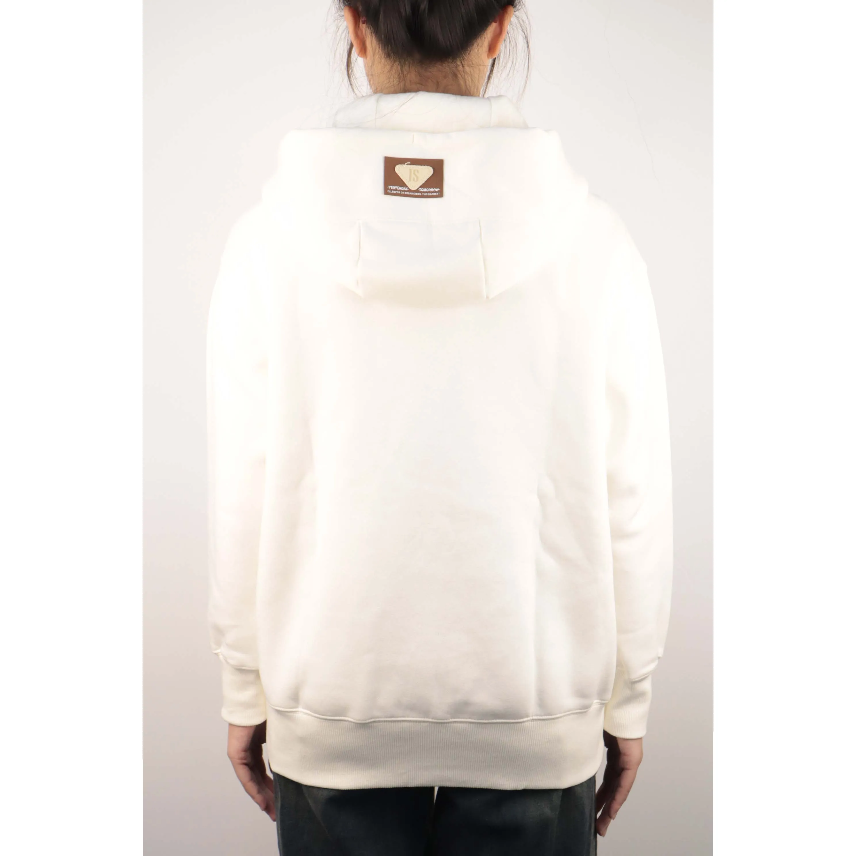 Custom Nike Sweatshirt White With Nike Swoosh And Brown Patch