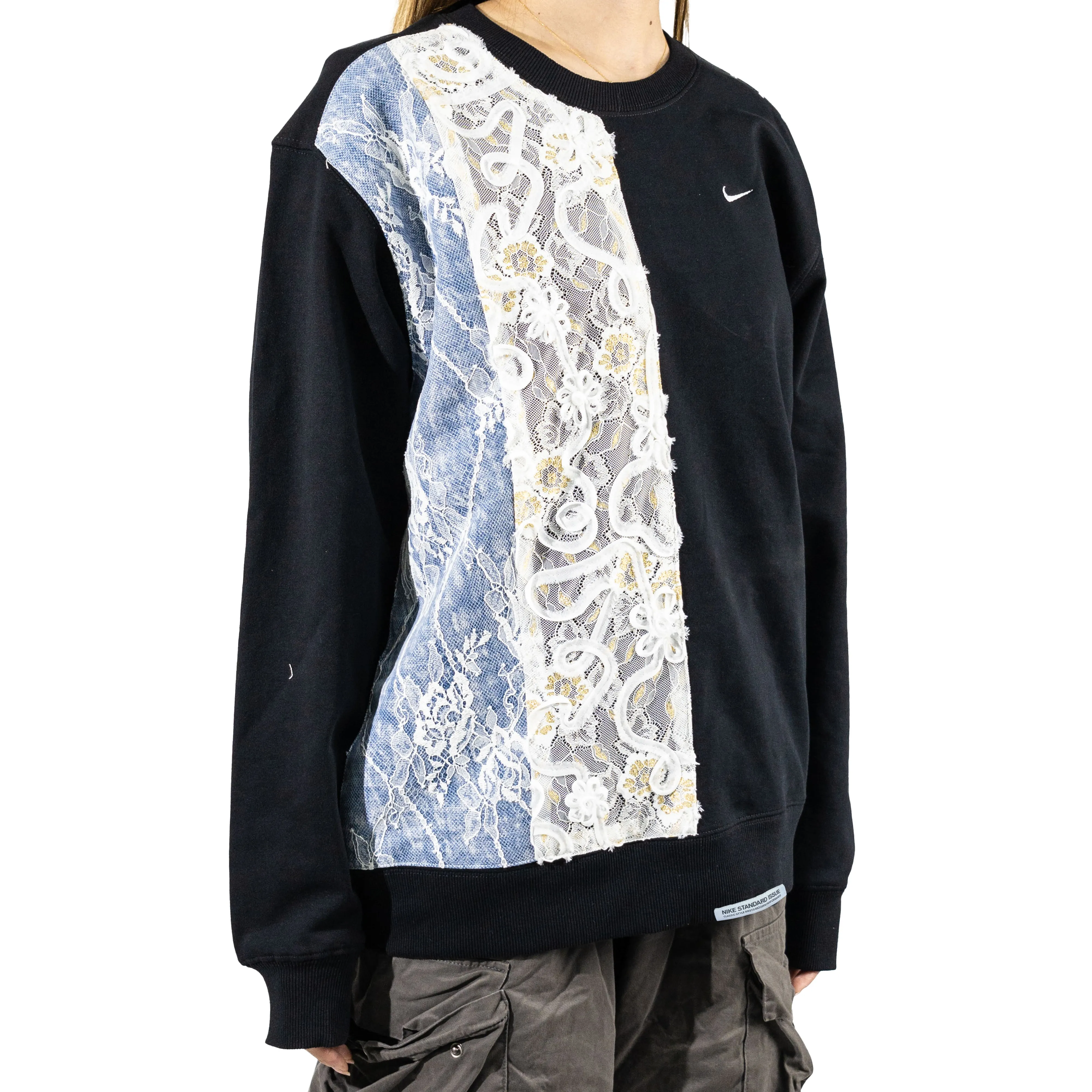 Custom Nike Sweatshirt With Lace Pattern Black