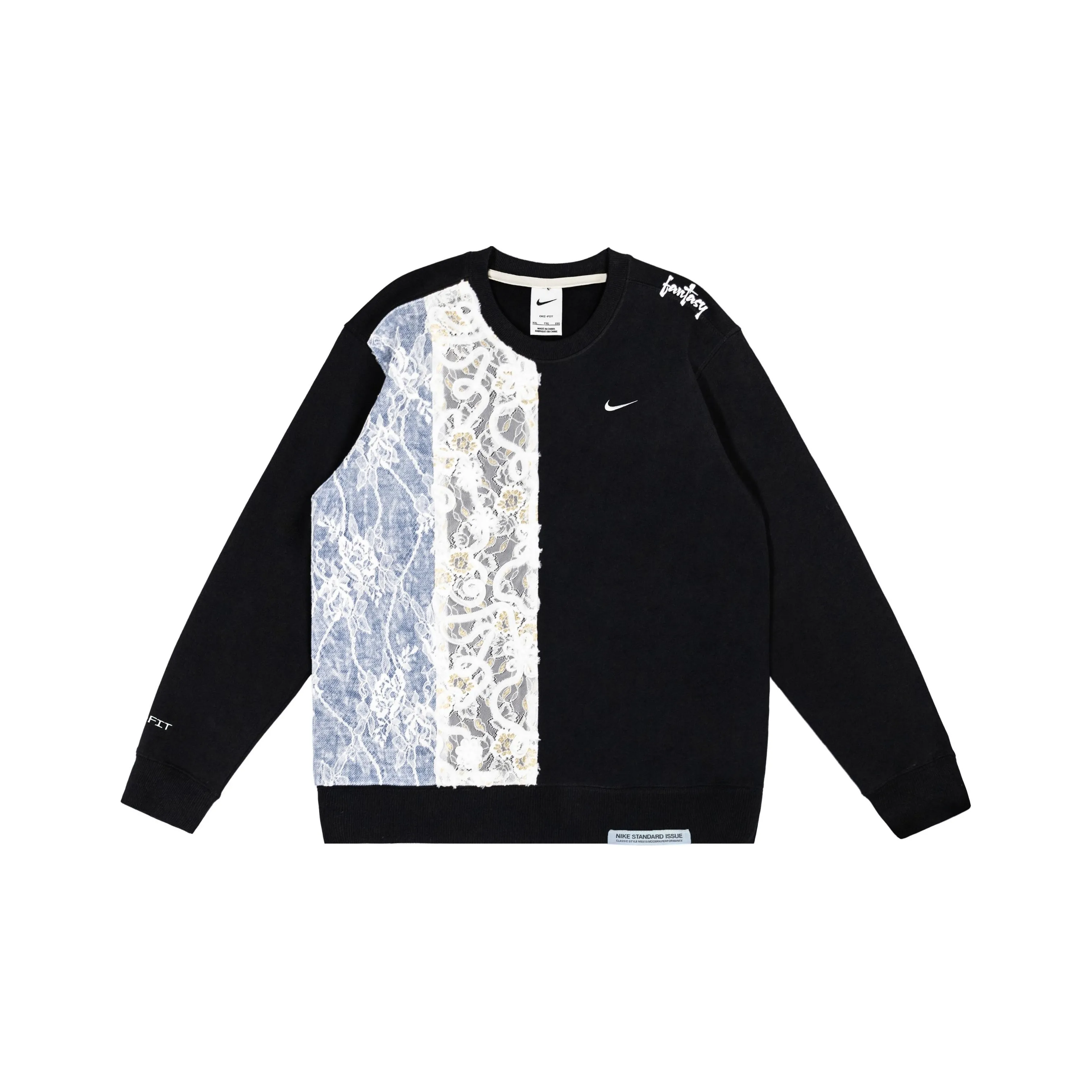 Custom Nike Sweatshirt With Lace Pattern Black