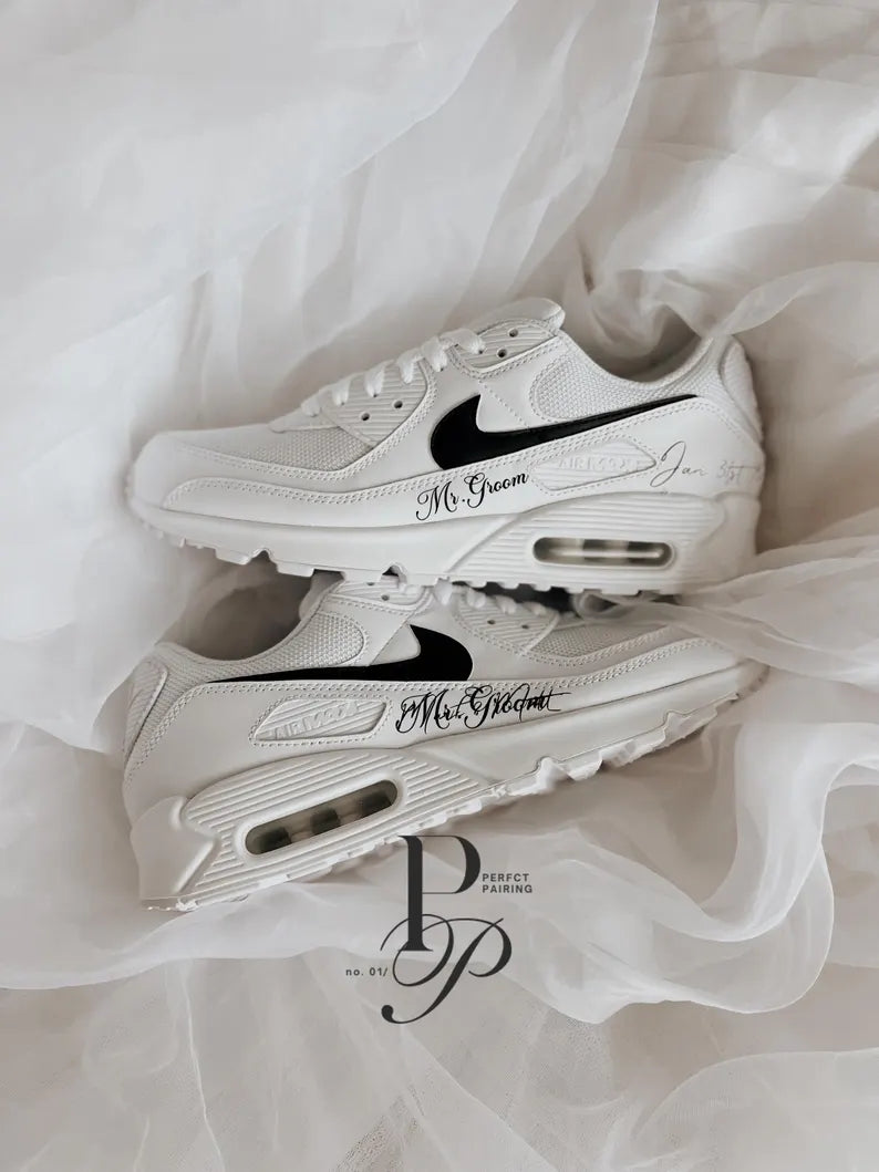 Custom Nike White Black Monogrammed