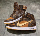 Custom Jordans Brown Khaki LV Logo-shecustomize
