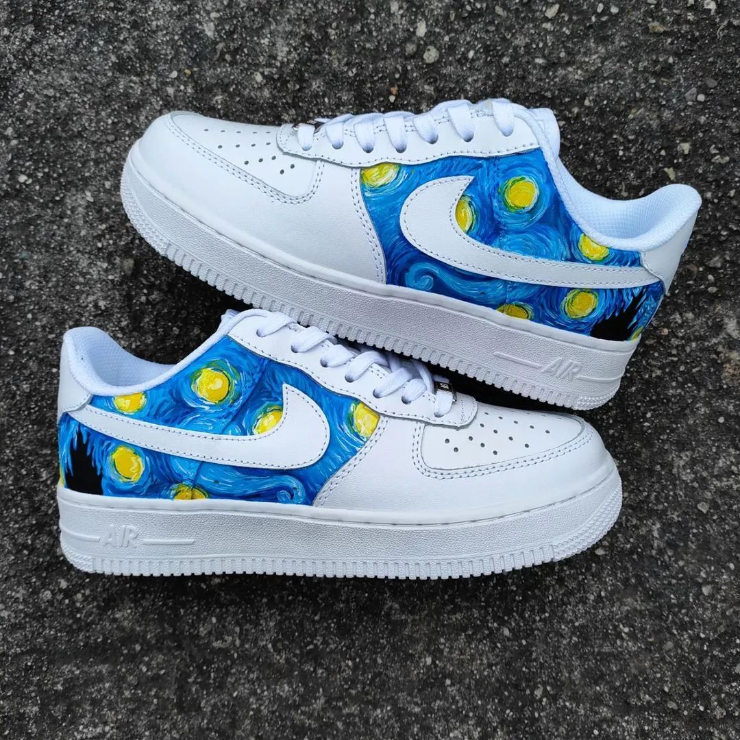 Dreamy Blue and Yellow Starry Night Custom Air Force 1-shecustomize