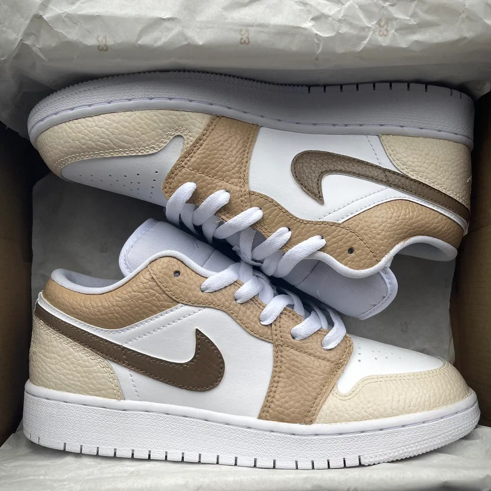Custom Jordans Brown White Beige Low