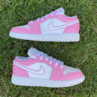 Custom Jordans Pink White Pink Stroke Swoosh