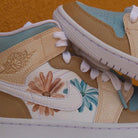 Custom Jordans Brown Blue Hand Drawn Flowers-shecustomize