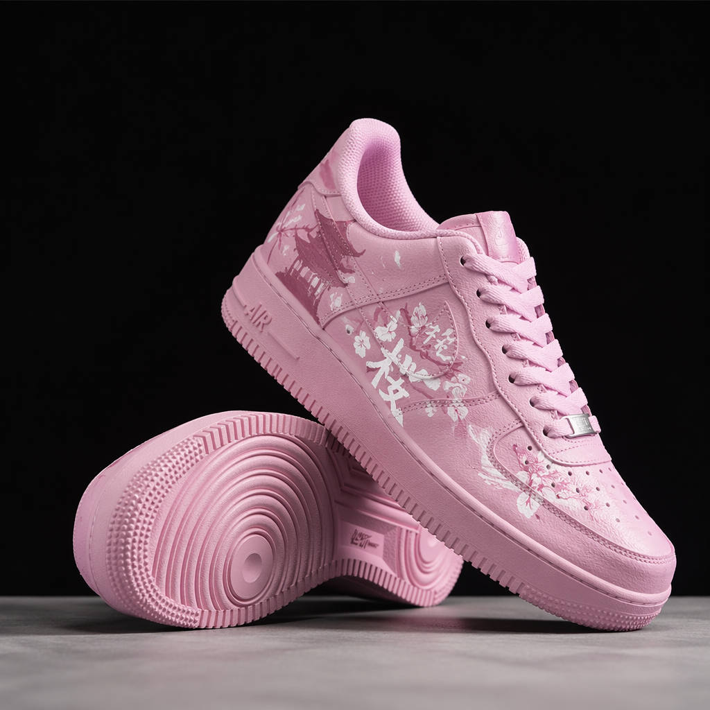 Hand Painted Pink Custom Air Force 1 Sneakers-shecustomize