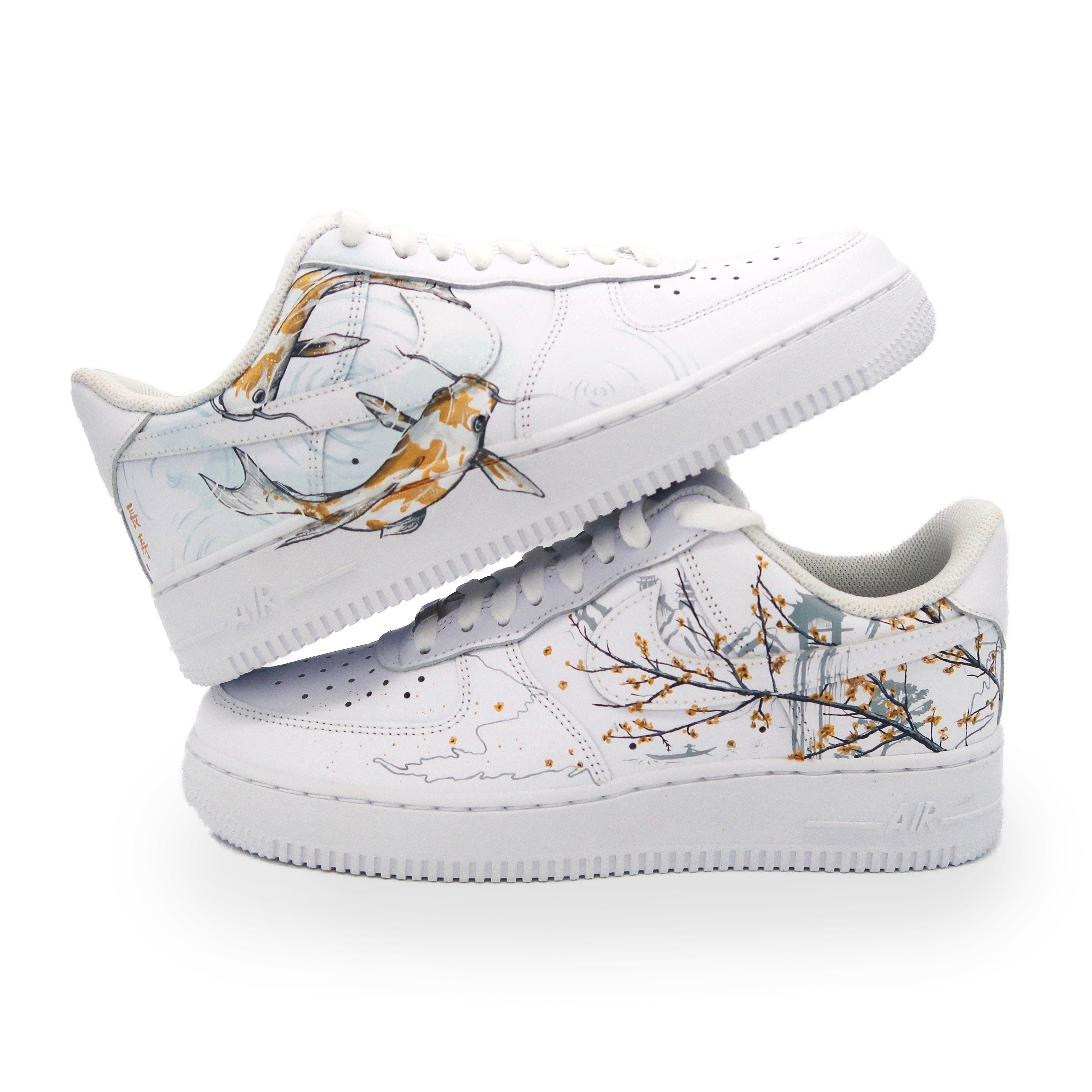 Gold Koi Pattern Custom Air Force 1-shecustomize