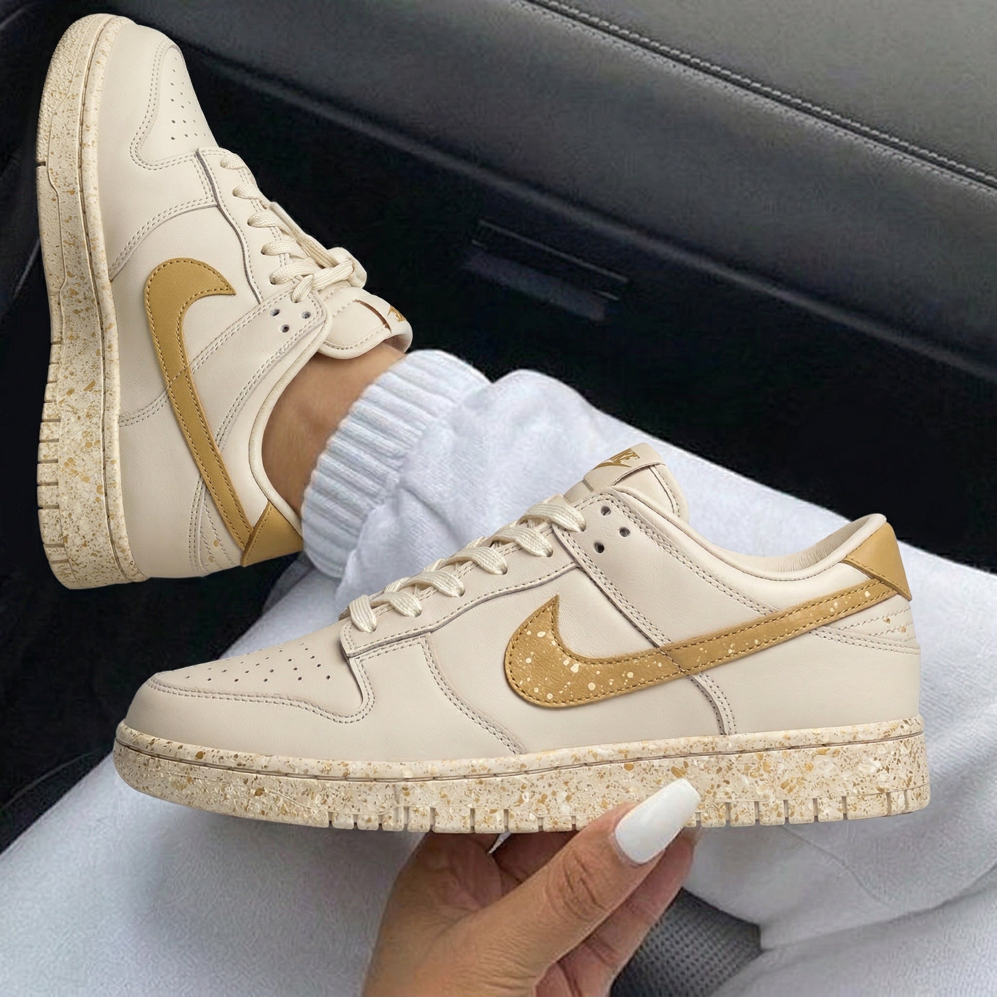 Gold Speckled Beige Custom Dunk-shecustomize
