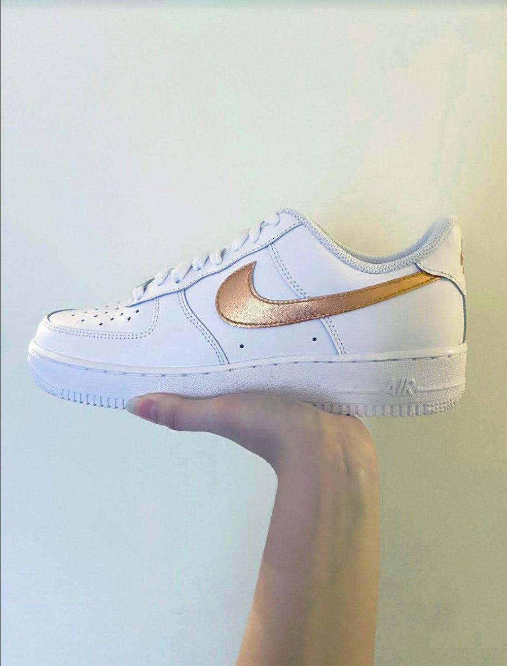 Gold Swoosh Custom Air Force 1-shecustomize