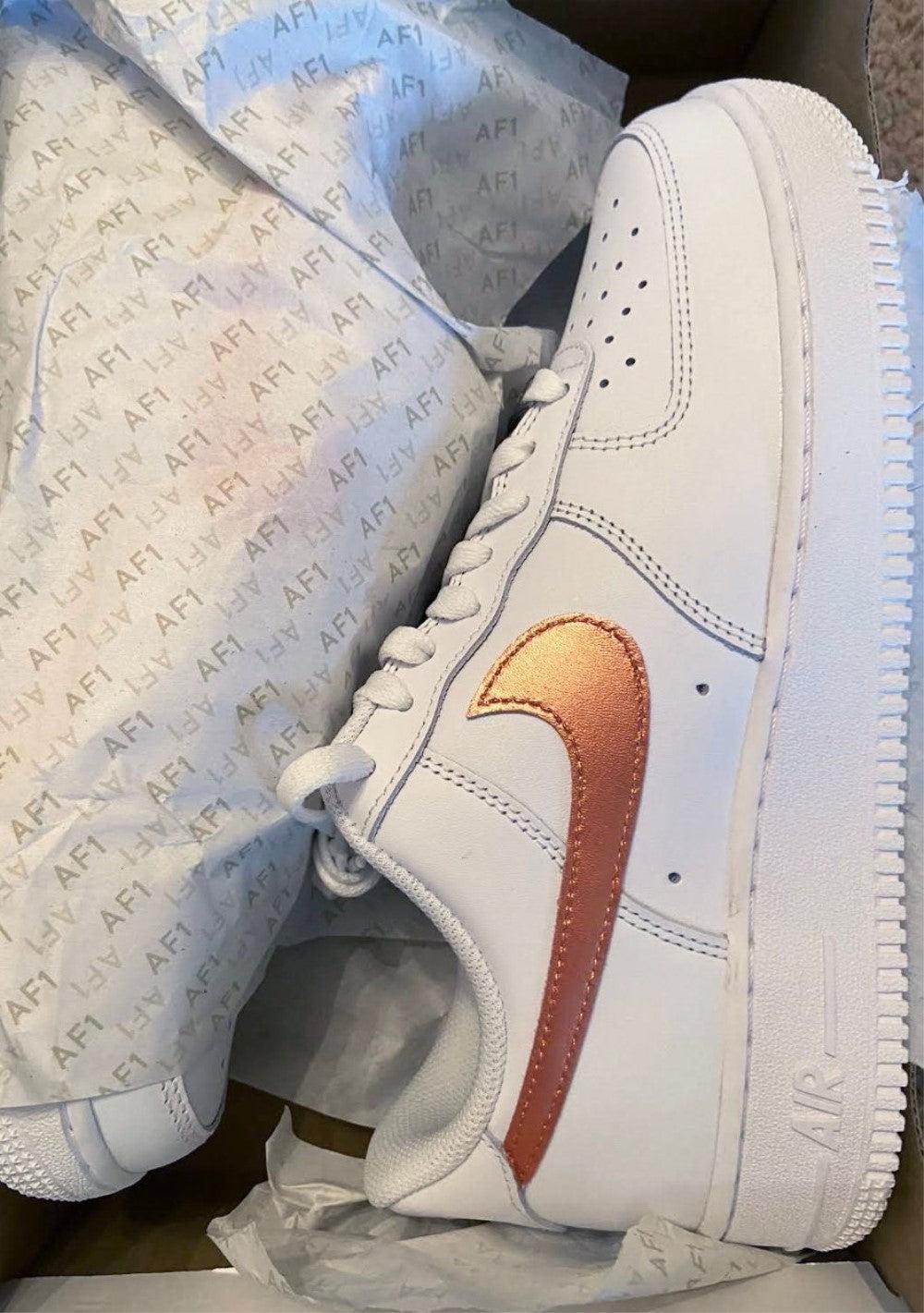 Gold Swoosh Custom Air Force 1-shecustomize