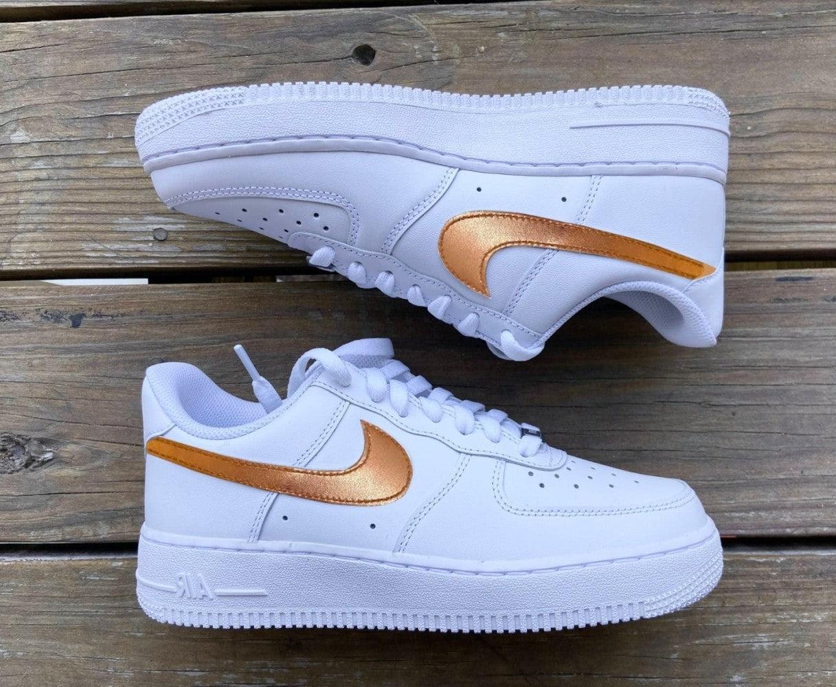 Gold Swoosh Custom Air Force 1-shecustomize