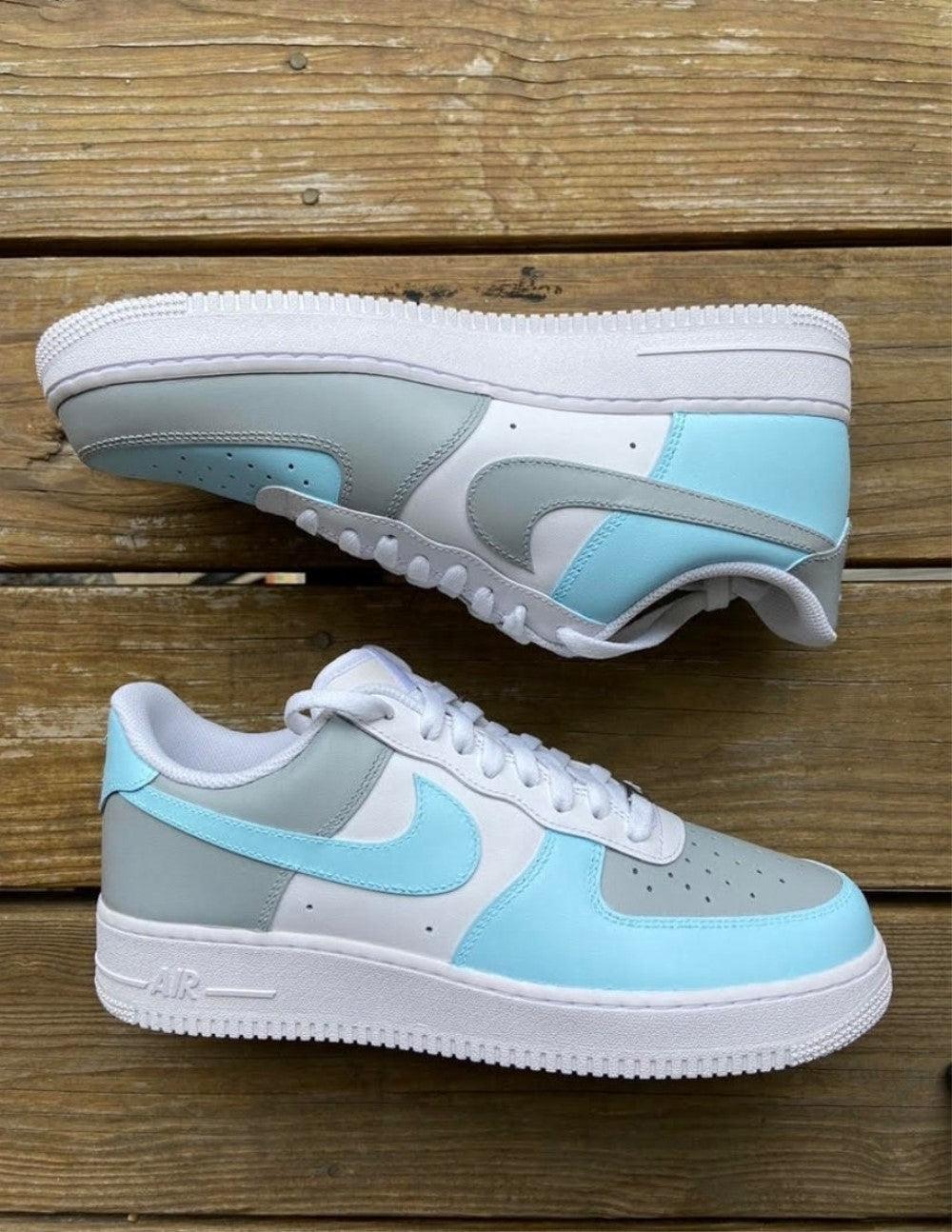 Gray Blue Custom Air Force 1-shecustomize