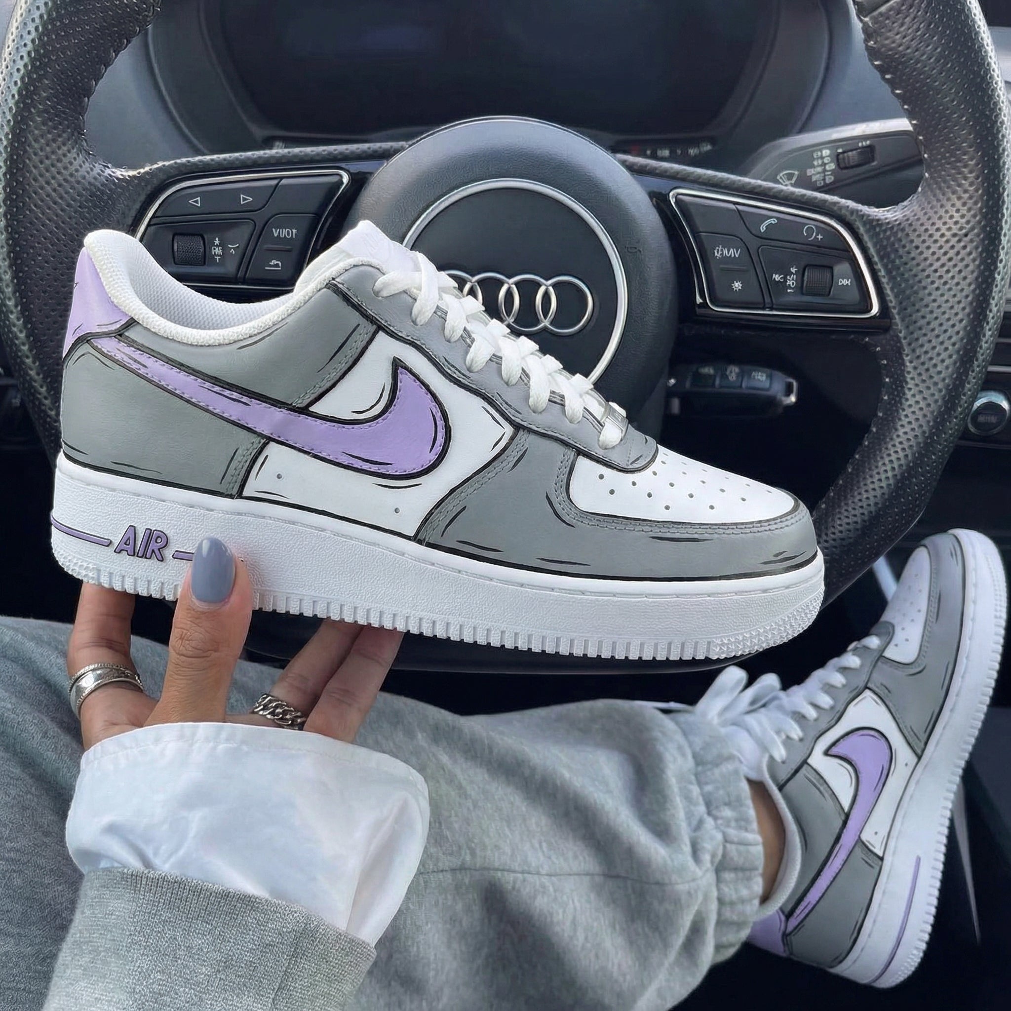 Gray Purple Cartoon Custom Air Force 1-shecustomize
