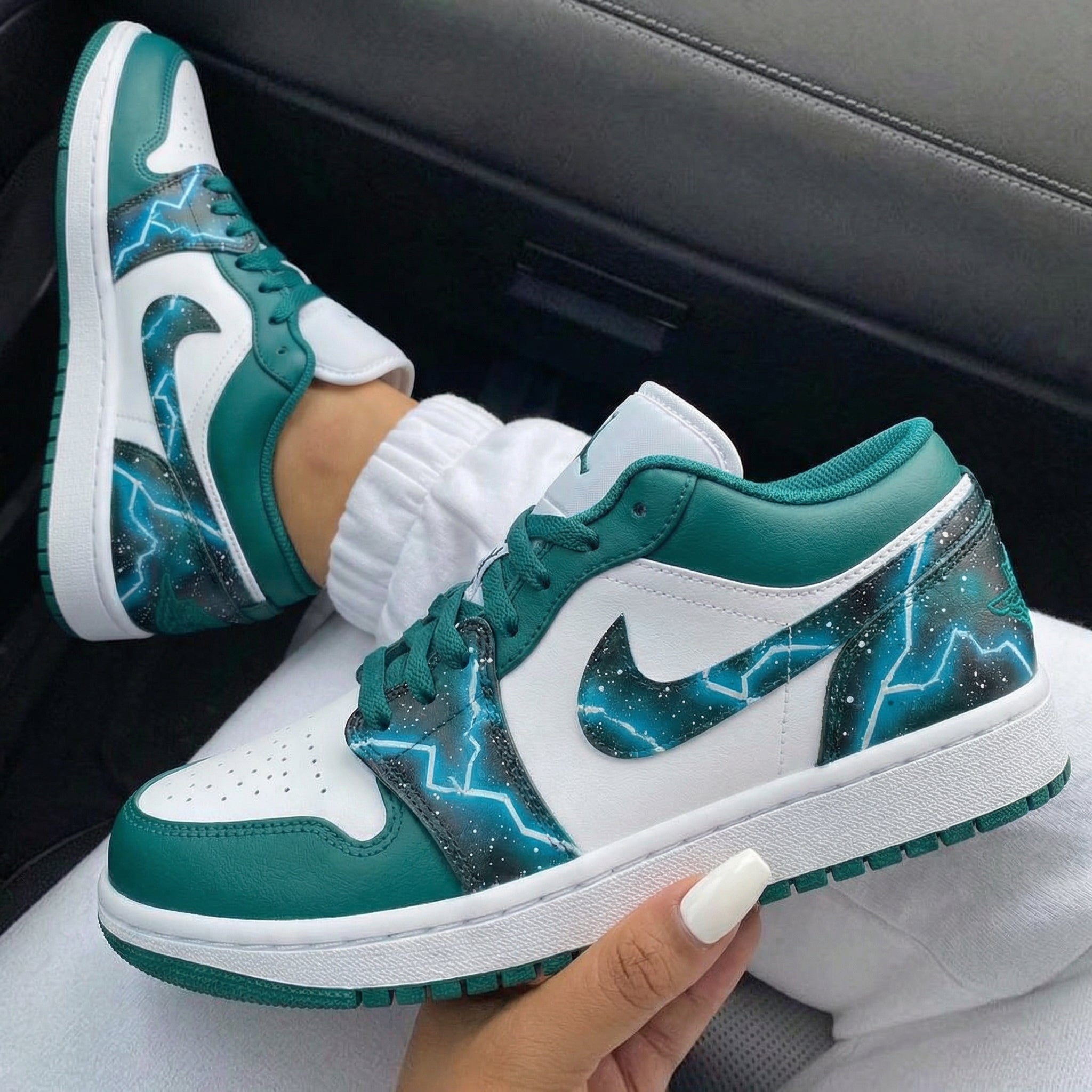Green Baby Blue Lightning Galaxy Custom Air Jordan 1-shecustomize