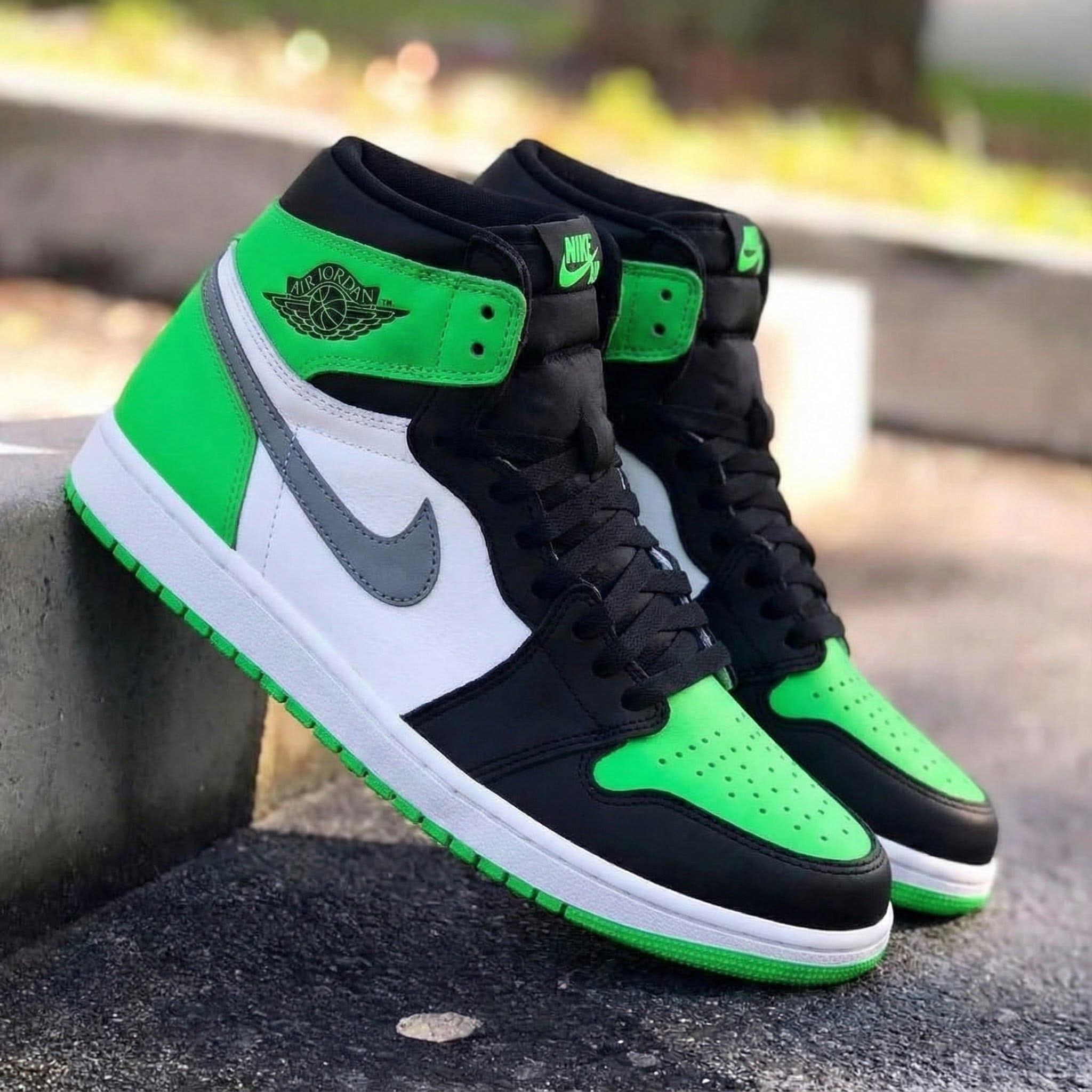 Green Black White Custom Air Jordan 1-shecustomize