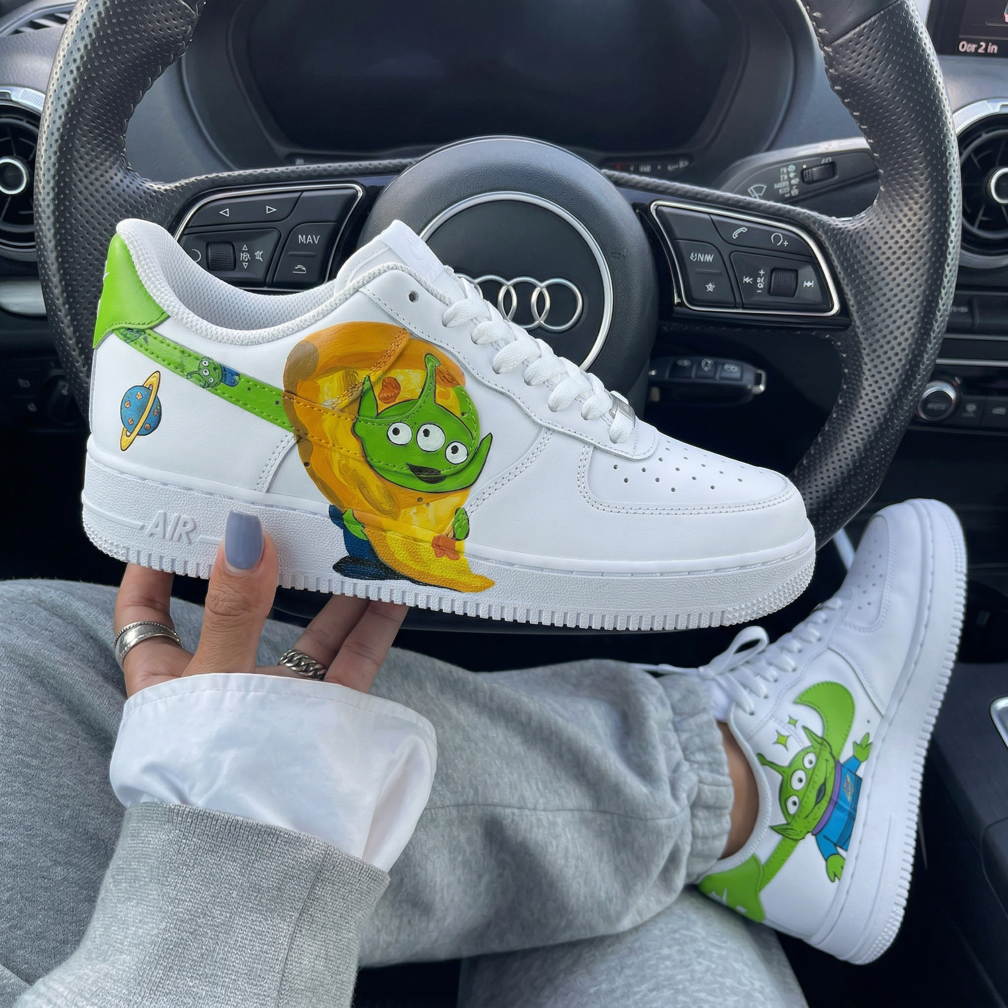 Green Blue Toy Story Aliens Custom Air Force 1-shecustomize