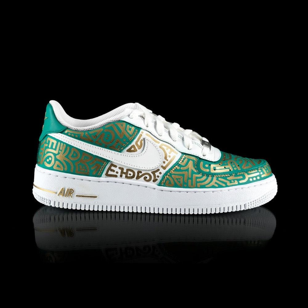 Green Gold Doodle Custom Air Force 1-shecustomize