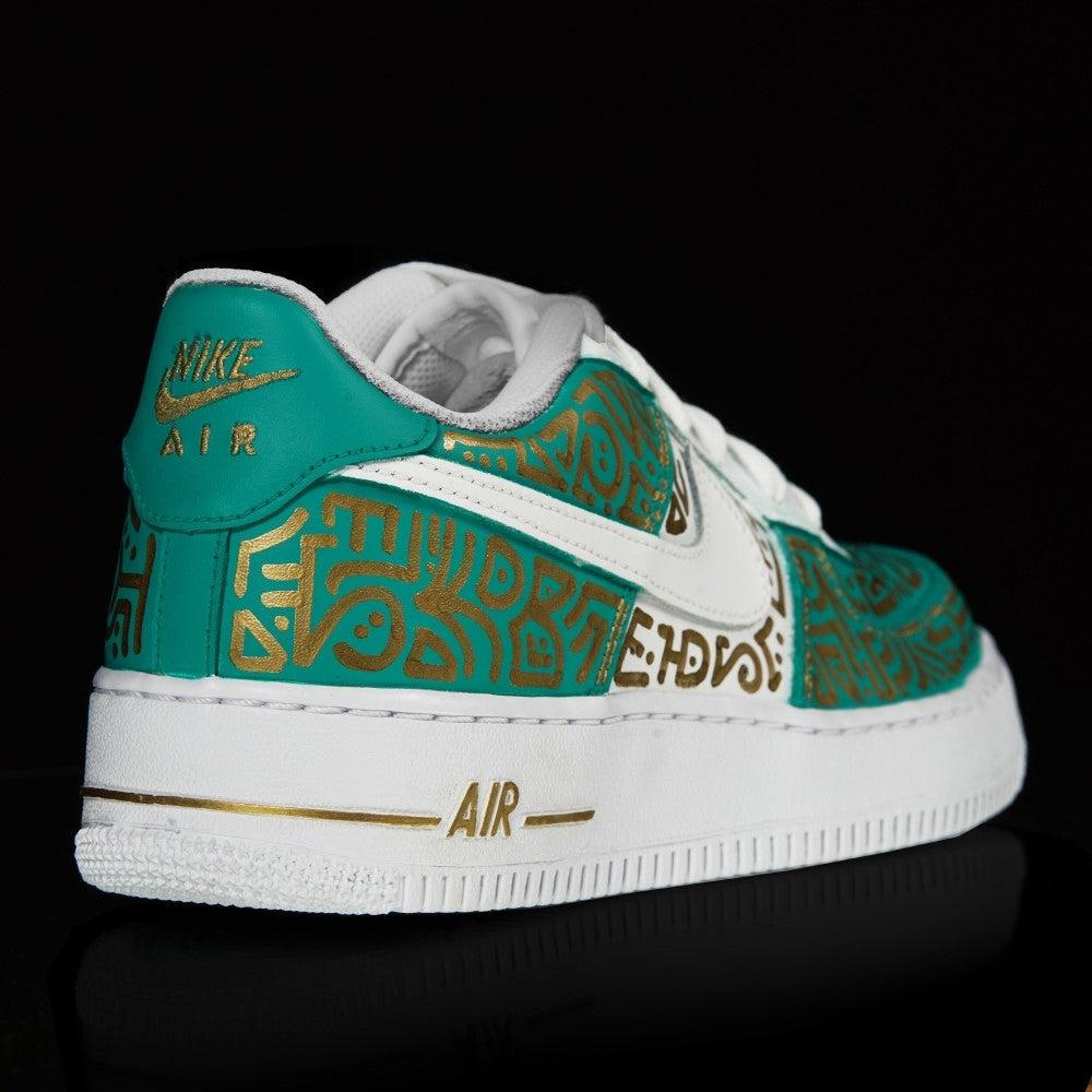 Green Gold Doodle Custom Air Force 1-shecustomize