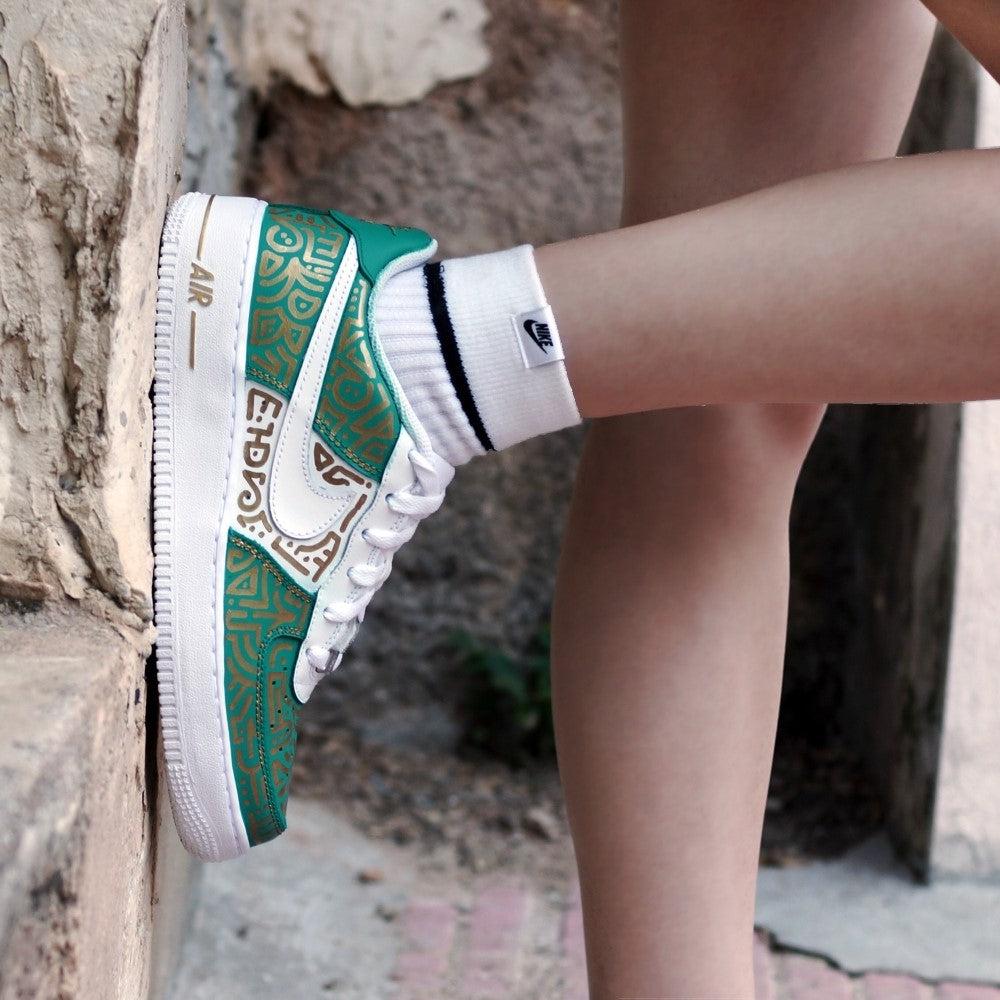 Green Gold Doodle Custom Air Force 1-shecustomize