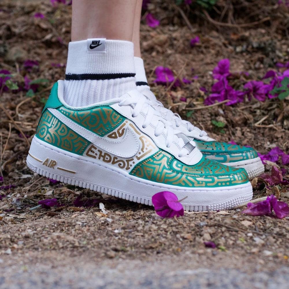 Green Gold Doodle Custom Air Force 1-shecustomize