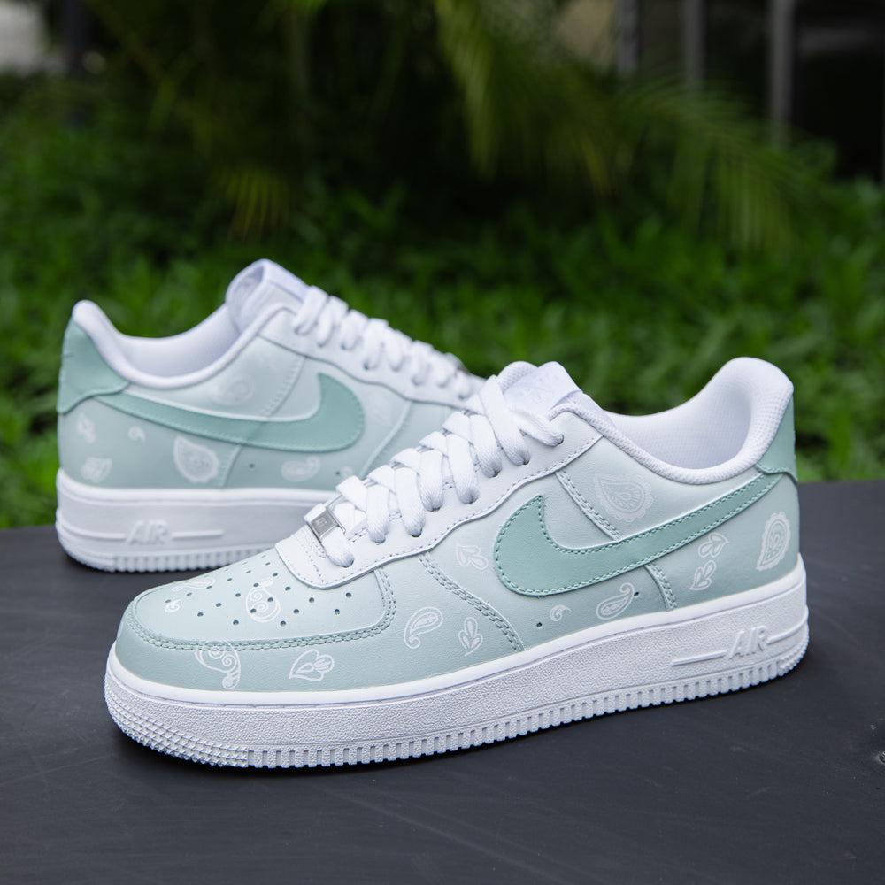 Green Paisley Air Force 1s Custom Shoes Sneakers-shecustomize