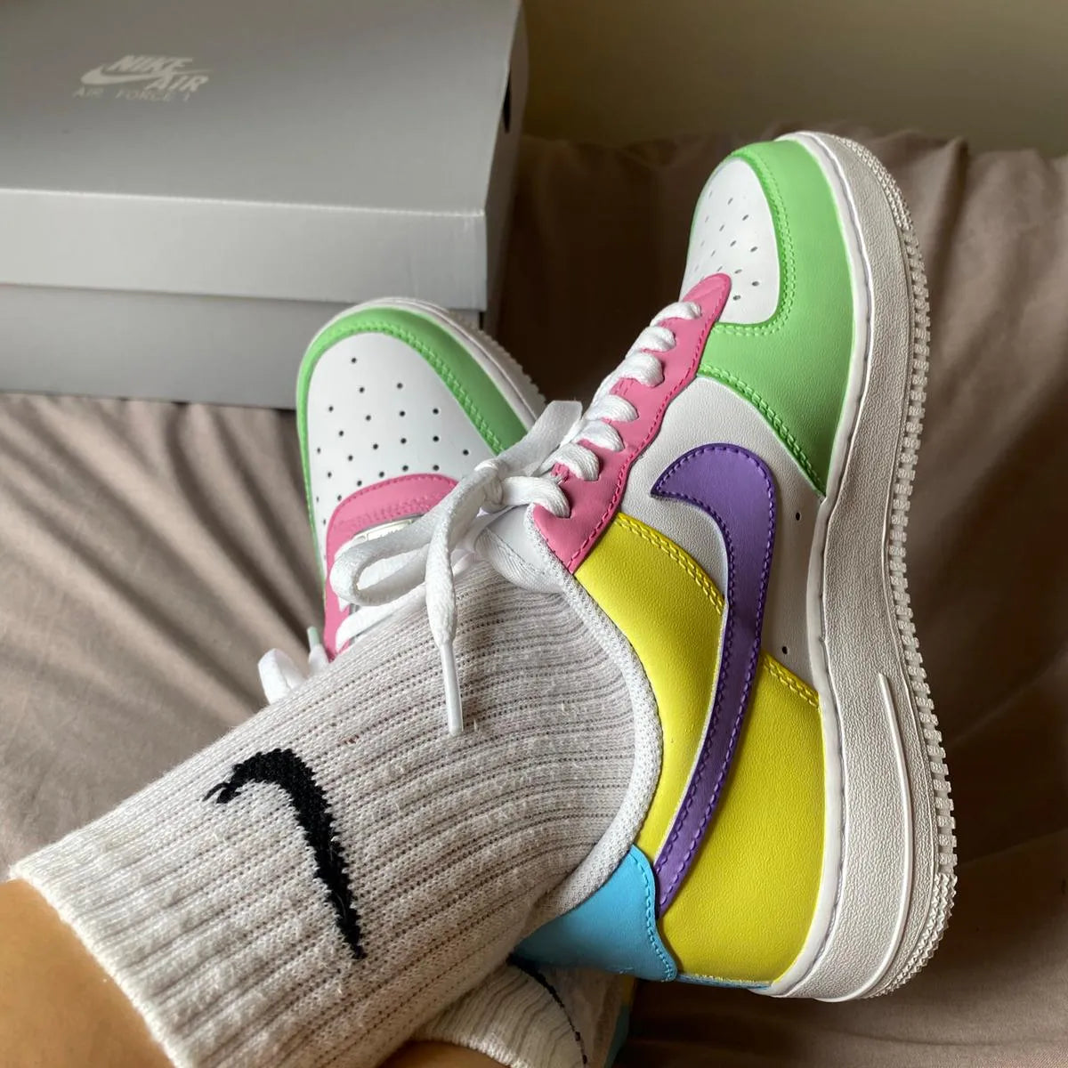 Green Pink Yellow Purple Custom Air Force 1-shecustomize