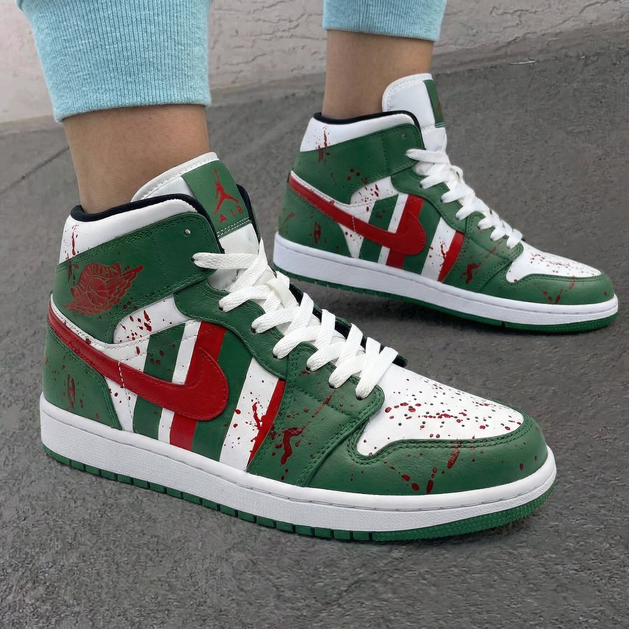 Green Red Blood - Splatter Custom Air Jordan 1-shecustomize