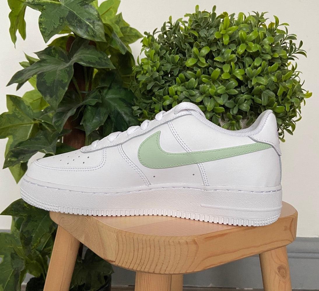 Green Swoosh Custom Air Force 1-shecustomize