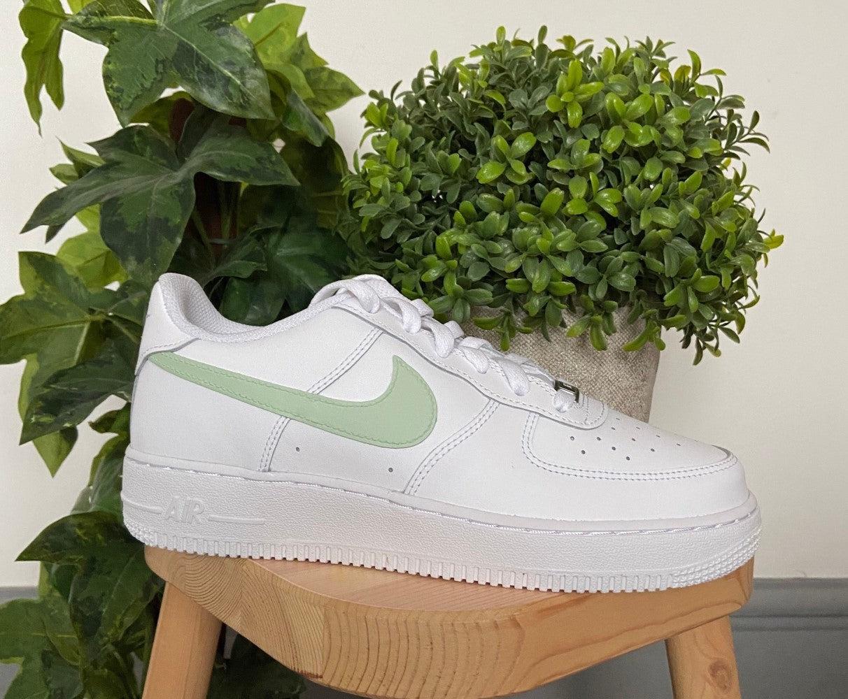 Green Swoosh Custom Air Force 1-shecustomize