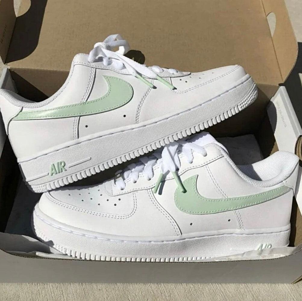 Green Swoosh Custom Air Force 1-shecustomize