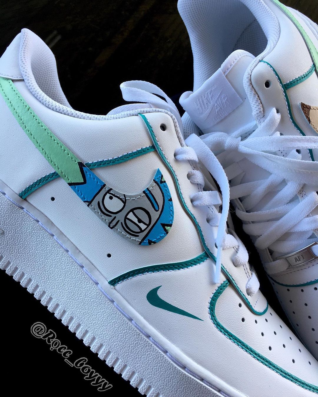 Green Teal Cartoon Custom Air Force 1-shecustomize