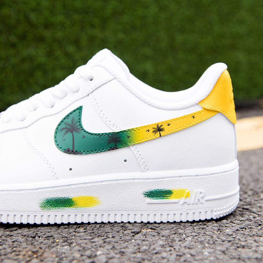 Green Yellow Coconut Tree Air Force 1s Custom Shoes Sneakers-shecustomize