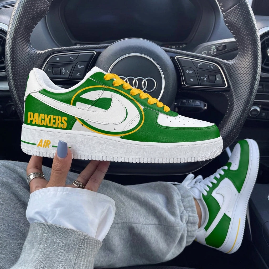 Green Yellow Packers Custom Air Force 1-shecustomize
