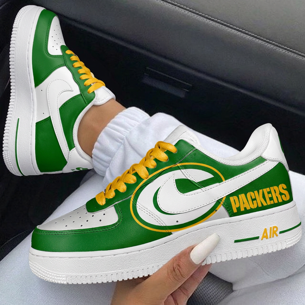 Green Yellow Packers Custom Air Force 1-shecustomize