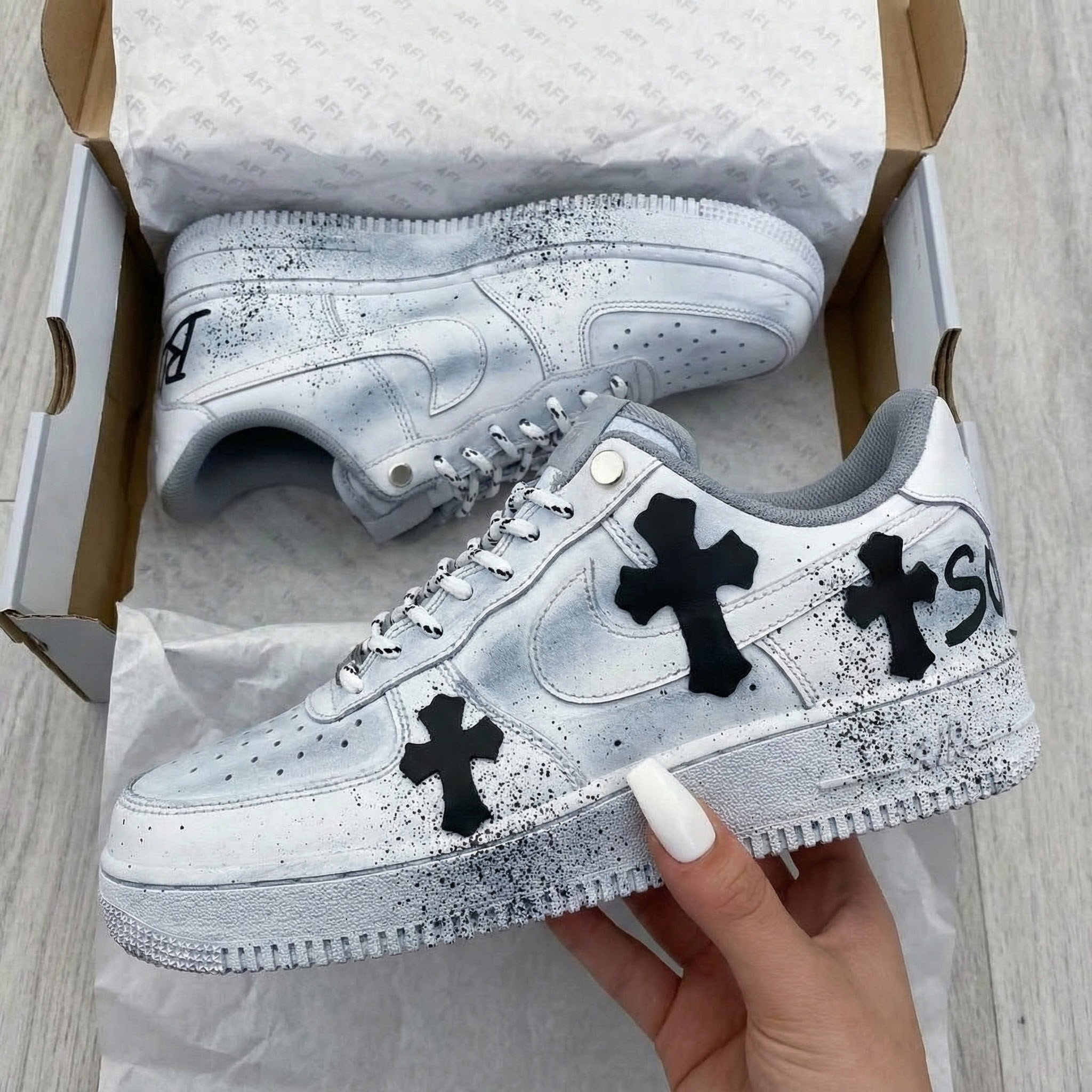 Grey Black Cross Custom Air Force 1-shecustomize