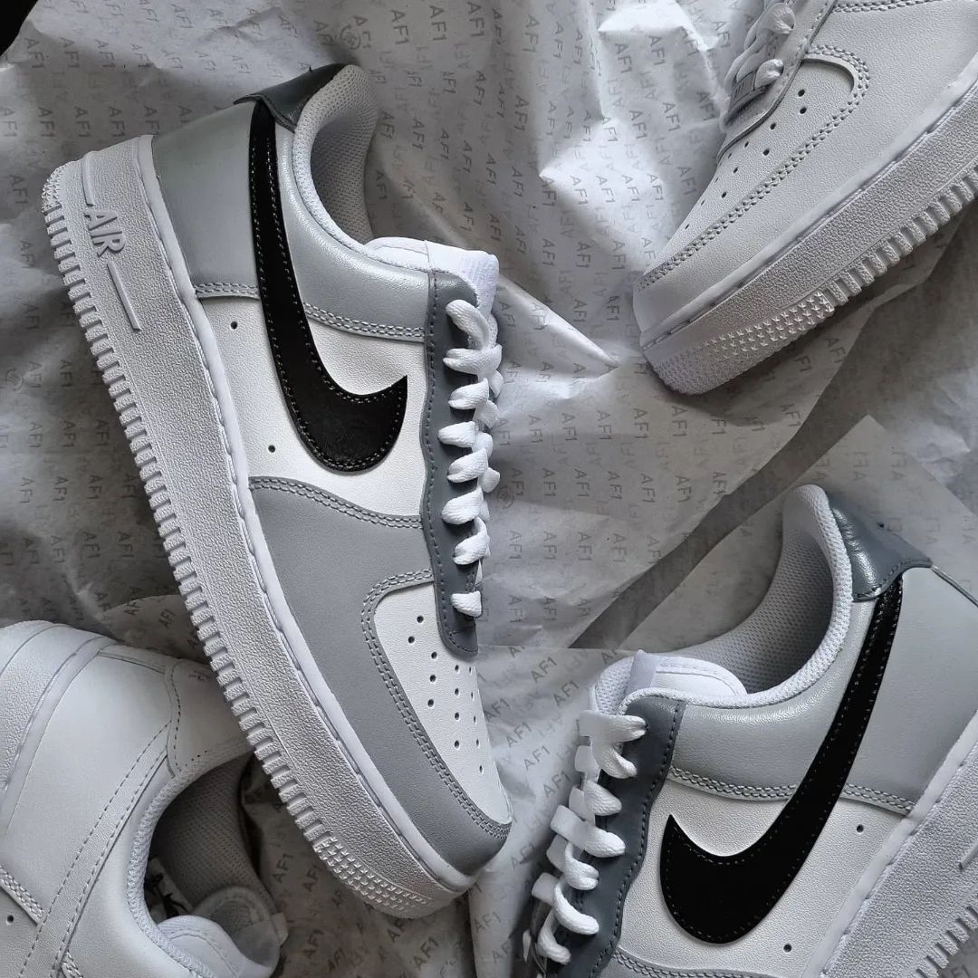 Grey Black Custom Air Force 1-shecustomize