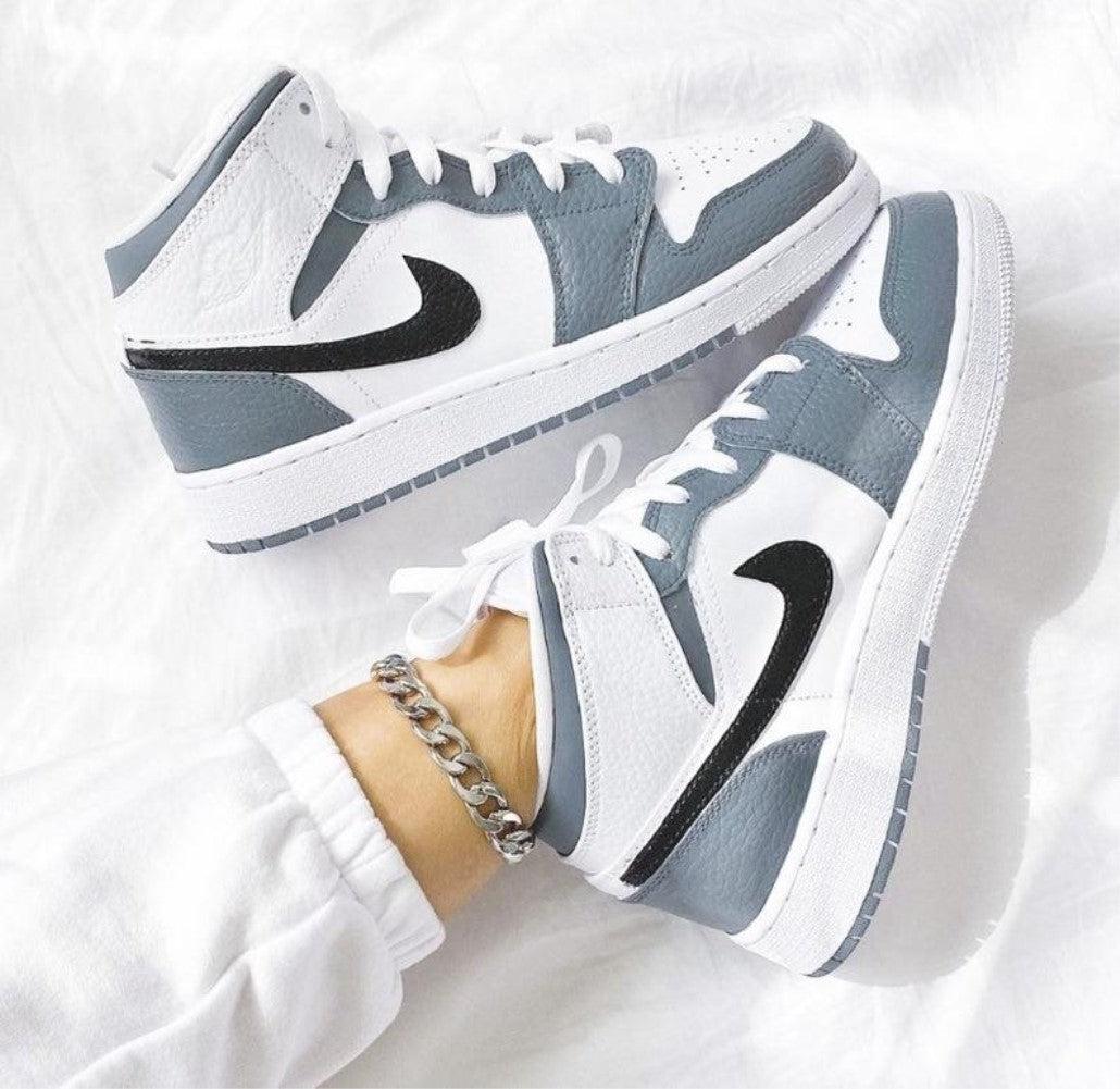 Grey Black Swoosh Custom Air Jordan 1-shecustomize