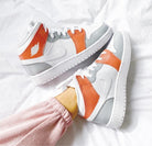 Grey White Swoosh Custom Air Jordan 1 Mids-shecustomize