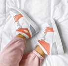 Grey White Swoosh Custom Air Jordan 1 Mids-shecustomize