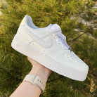 Pearl Ribbon Bridal Wedding Shoes Custom Air Force 1-shecustomize