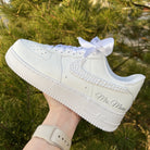 Pearl Ribbon Bridal Wedding Shoes Custom Air Force 1-shecustomize