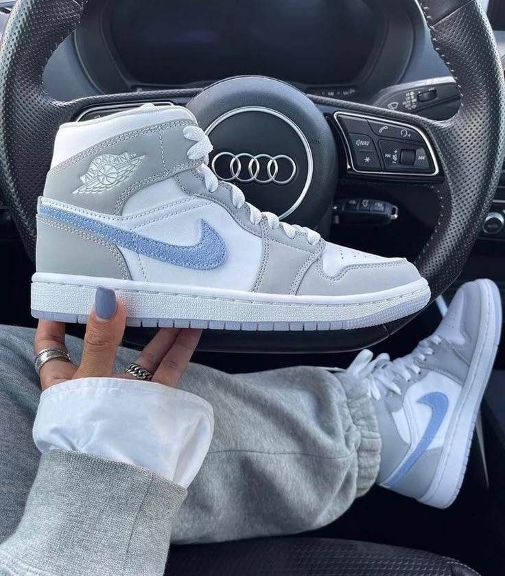 Custom Air Jordan 1 Grey Baby Blue-shecustomize