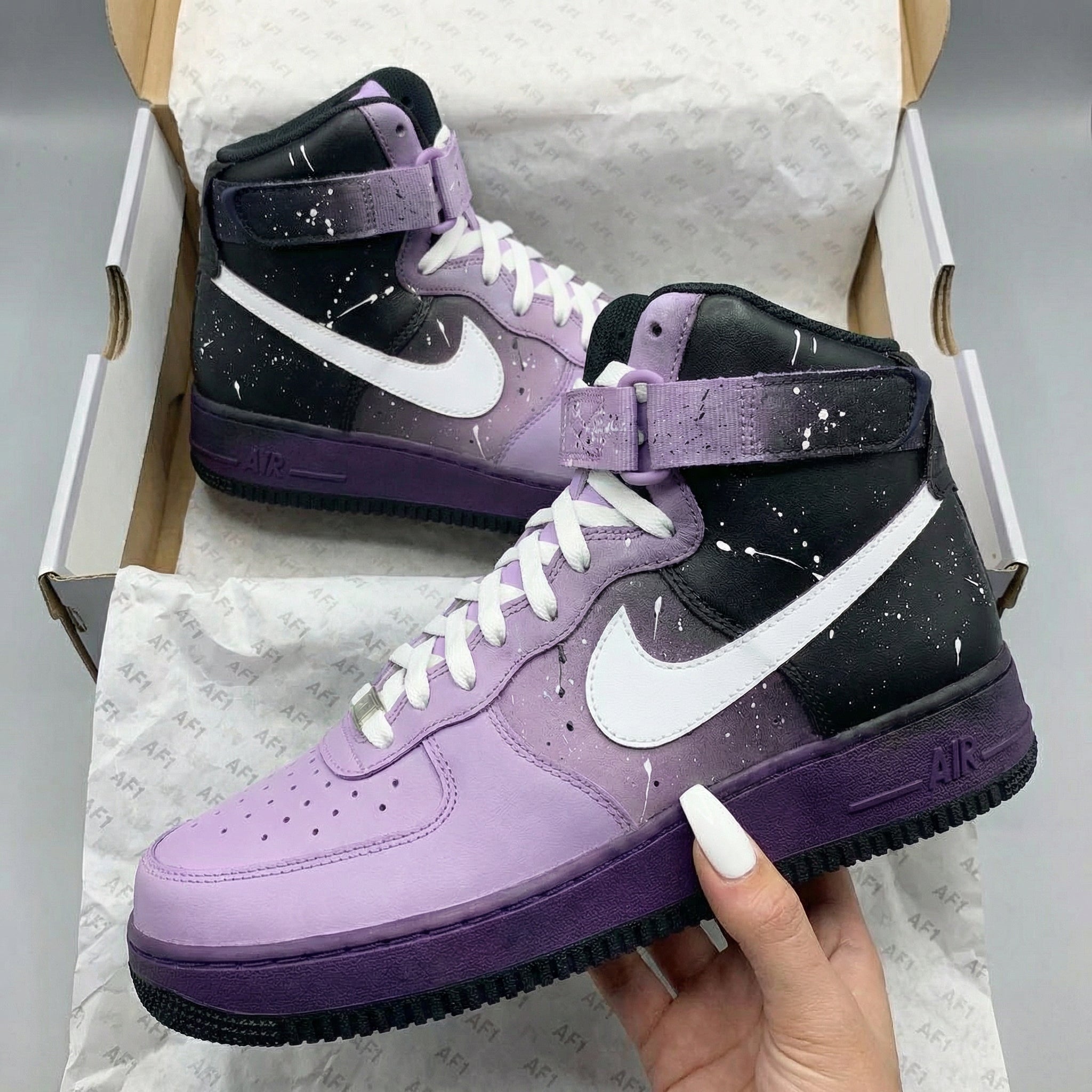 Lavender Black Splatter Custom Air Force 1-shecustomize