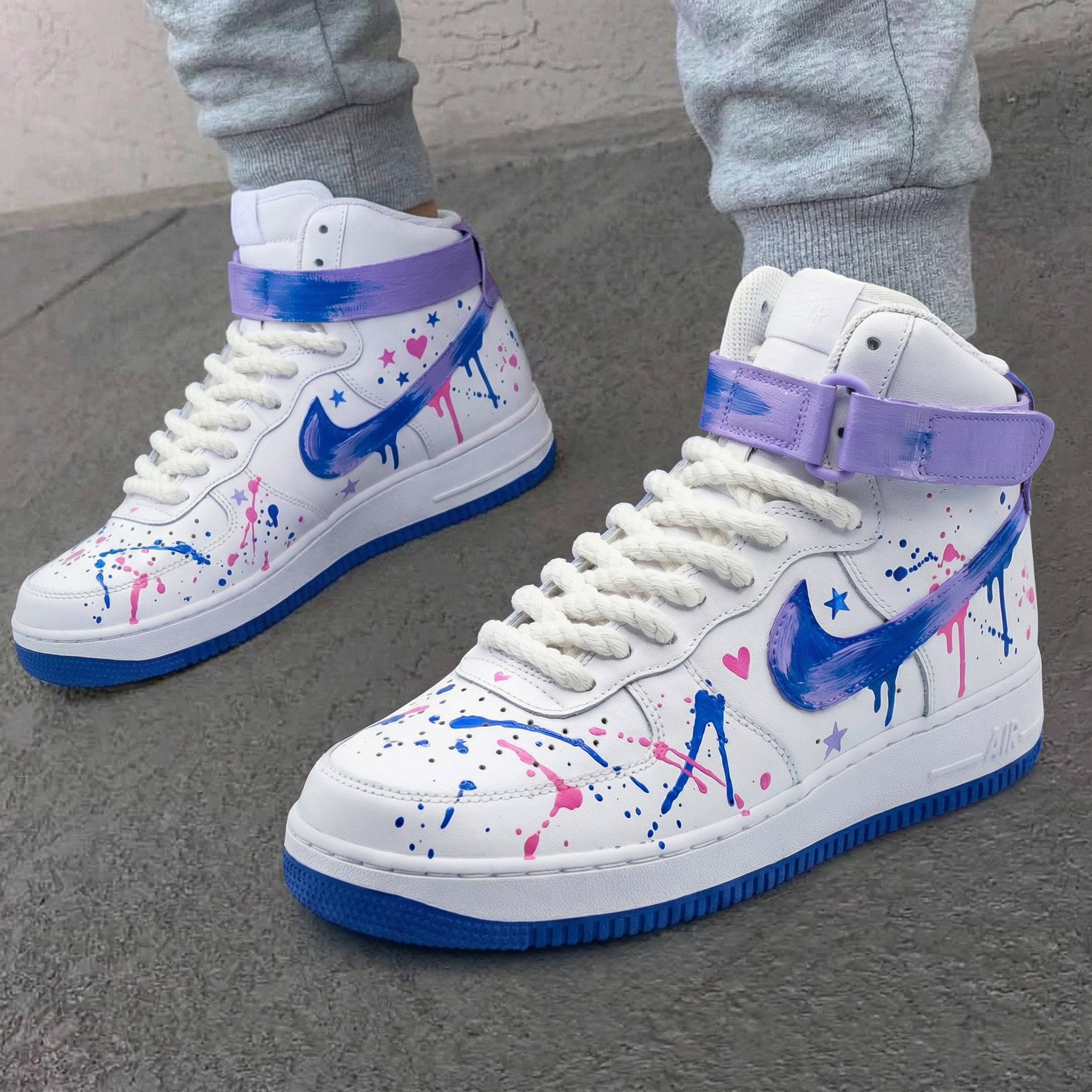 Lavender Blue Pink Splatter Custom Air Force 1-shecustomize