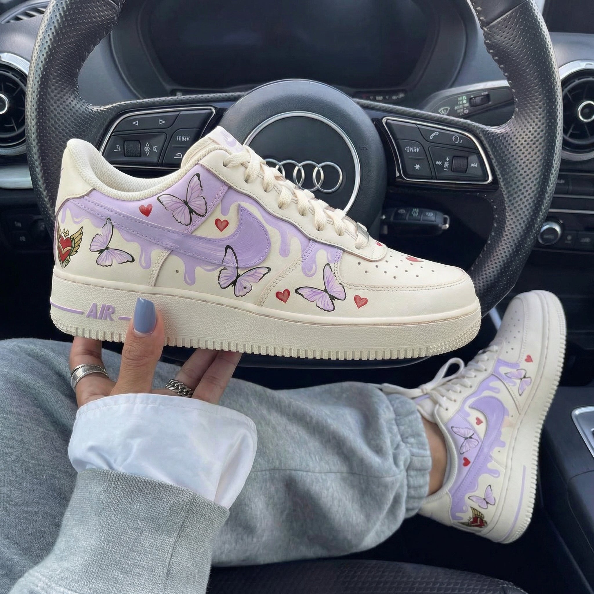 Lavender Butterfly Heart Custom Air Force 1-shecustomize